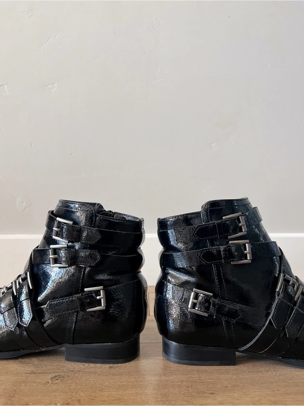 Coconuts by Matisse Amsterdam Black Patent Buckle Pointed Toe Ankle Boots